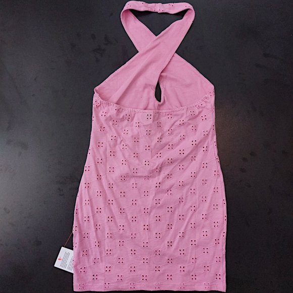 ASOS Cross Front Bubblegum Eyelet Mini Dress - Picture 3 of 7